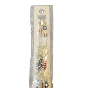 Patriotic Star and Heart‎ Slide Charm Bracelet